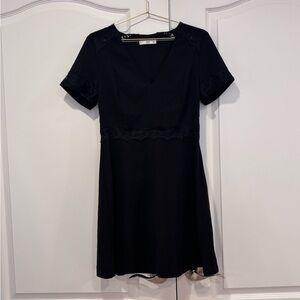 Mango Black A-Line Mini Dress Crew Neck Short Sleeve